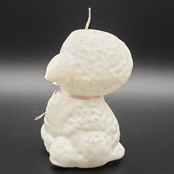 White Pink Black Vintage Baby Lamb or Sheep Shaped Unscented Waxed Candle - Picture 8 of 12